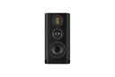 Black bookshelf speaker on a white background