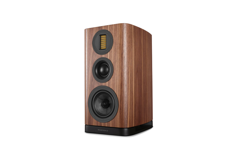 Wooden bookshelf speaker on a white background
