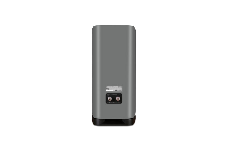Gray bookshelf speaker on a white background