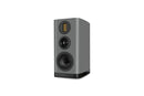 Gray bookshelf speaker on a white background