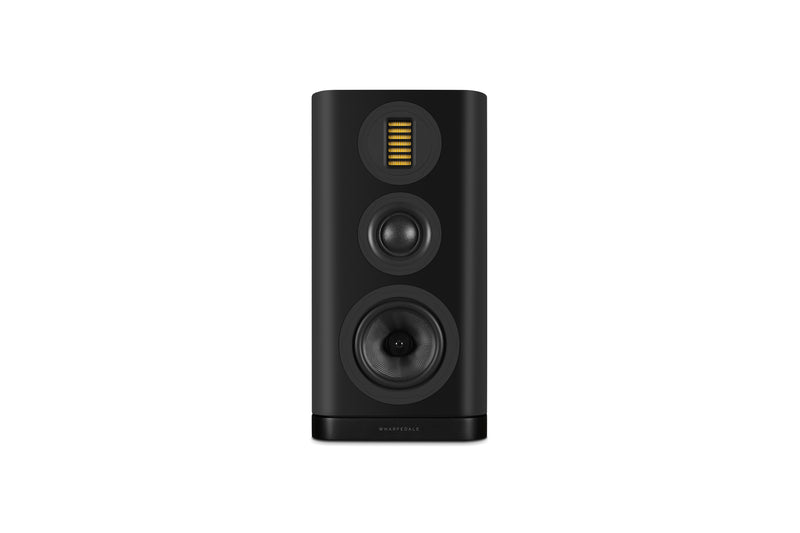 Black bookshelf speaker on a white background