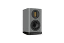 Gray bookshelf speaker on a white background