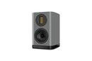 Gray bookshelf speaker on a white background