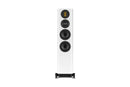 White floor-standing speaker on a white background