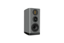 Gray bookshelf speaker on a white background