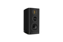 Black bookshelf speaker on a white background