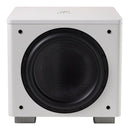 White subwoofer with black speaker on a white background