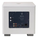 Back panel of a REL Acoustics subwoofer with model number HT1205 MKII on a white background